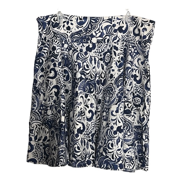 Ralph Lauren Blue & White Cotton A-Line Mini Fit & Flare Skirt Plus Size 16 - Picture 1 of 3
